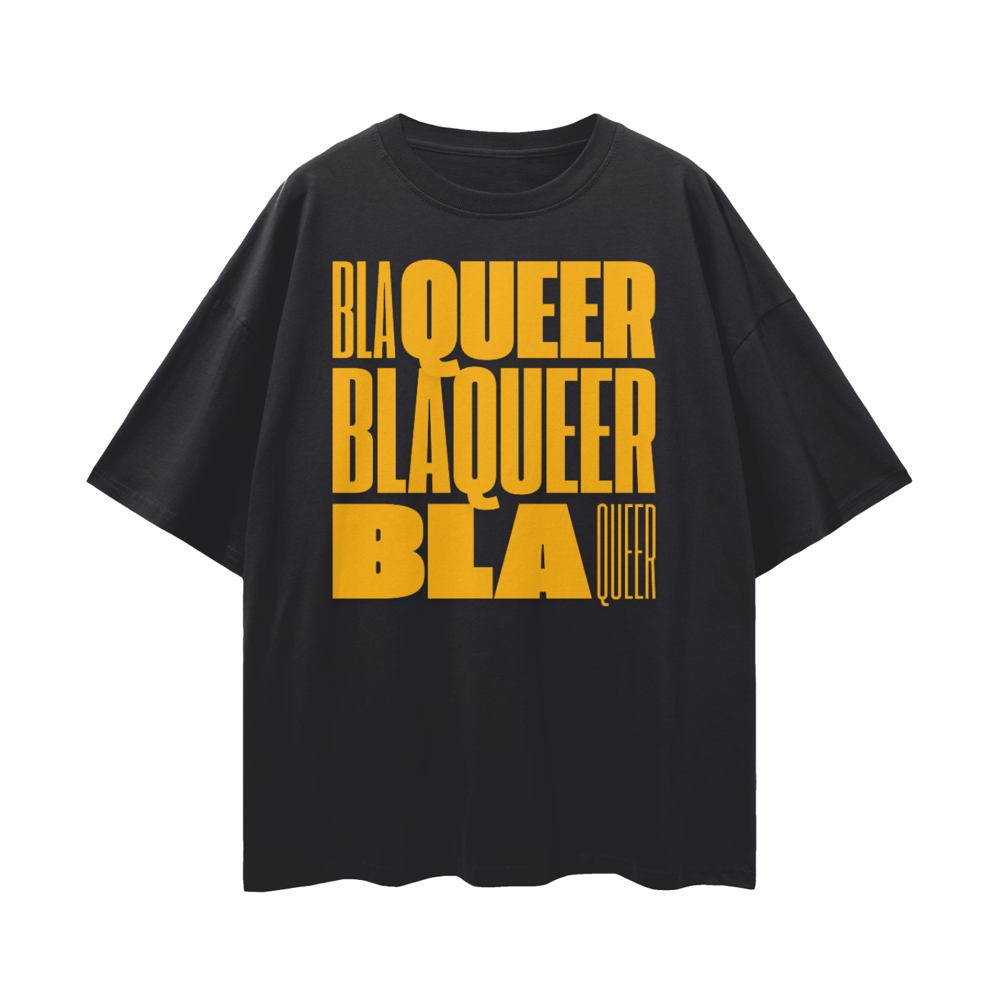 BlaQueer Pride Shirt Black & Yellow Black Pride & Queer Oversize Tee Oversize Deep Drop Shoulder Tee - 190 GSM
