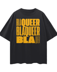 BlaQueer Pride Shirt Black & Yellow Black Pride & Queer Oversize Tee Oversize Deep Drop Shoulder Tee - 190 GSM
