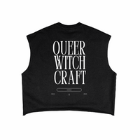Queer Witchcraft Unholy Lesbian Pride on back of Black French Terry Boxy Tank Top French Terry Boxy Tank Top