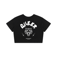 Queer Pride Tattoo Inspired Tiger Design on front of Black Seamless Mini Tee Seamless Mini Tee