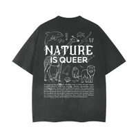 Nature is Queer Pride Shirt Sketch Design Vintage Wash Frayed T-Shirt Vintage Wash Frayed T-Shirt