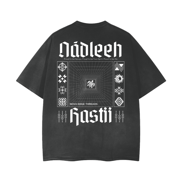 Nádleeh Hastii Navajo Nation Two Spirit Pride Black Gray Vintage Wash Frayed T-Shirt Vintage Wash Frayed T-Shirt
