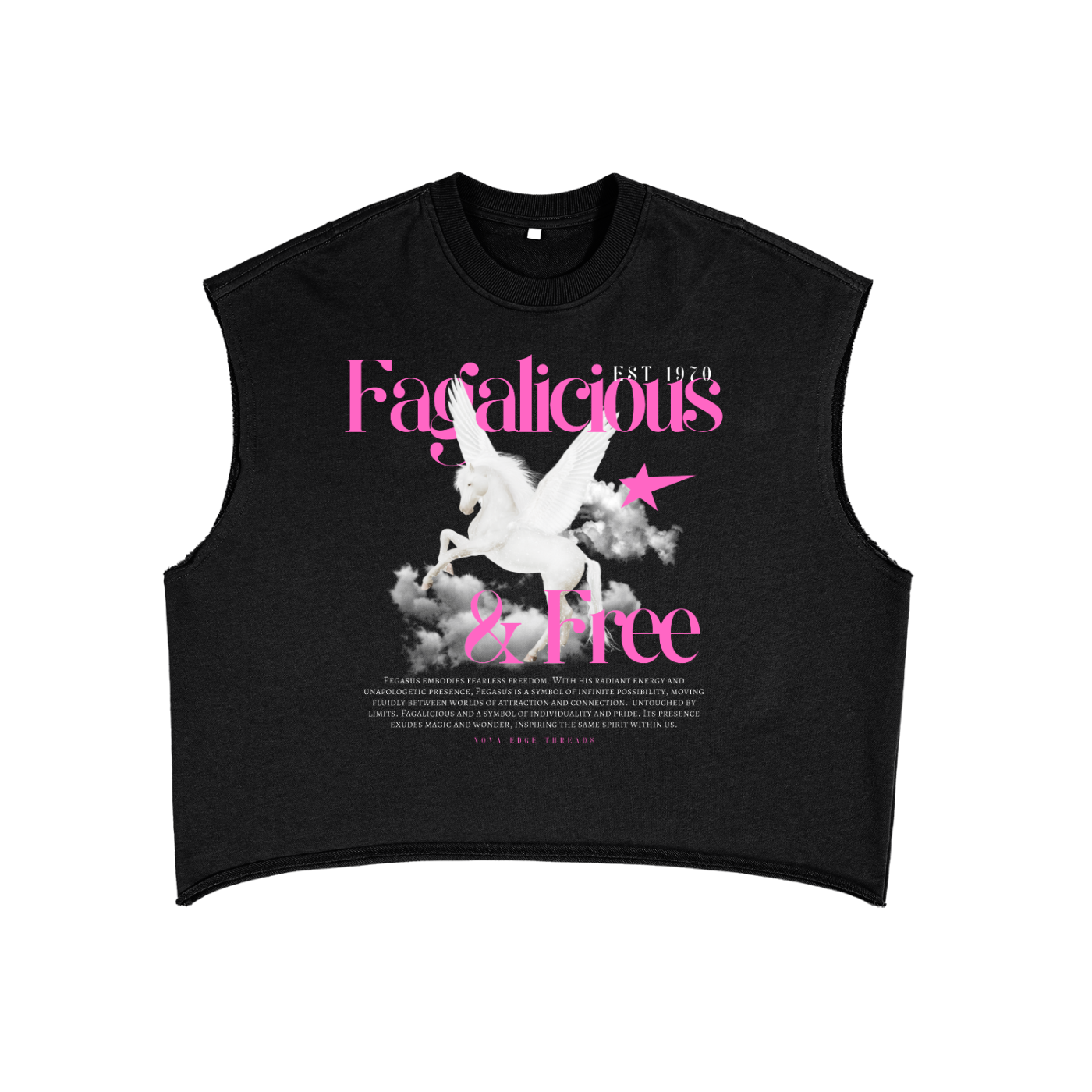 Fagalicious & Free Pegasus Bi Pride Black French Terry Boxy Tank Top French Terry Boxy Tank Top