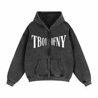 T Boy of NY Sweatshirt Boxing Aesthetic front of Zip-Through Boxy Fleece Hoodie Zip-Through Boxy Hoodie