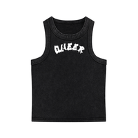 Queer Pride Punk Aesthetic White on Black Snow Wash Mini Tank Top