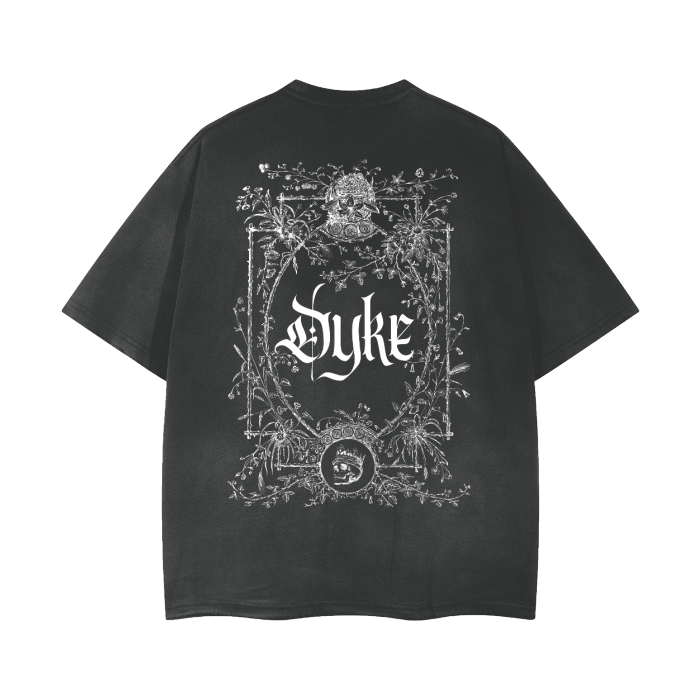 Memento Mori Design with Dyke in Gothic Lettering Vintage Wash Frayed T-Shirt Vintage Wash Frayed T-Shirt