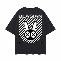 Blasian Pride Mad Rabbit Streetwear Design on back of Black Oversize Deep Drop Shoulder Tee Oversize Deep Drop Shoulder Tee - 190 GSM