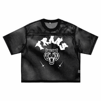 Trans Pride Tattoo Inspired Design on front of Black See-through Boxy Net T-shirt See-through Boxy Net T-Shirt