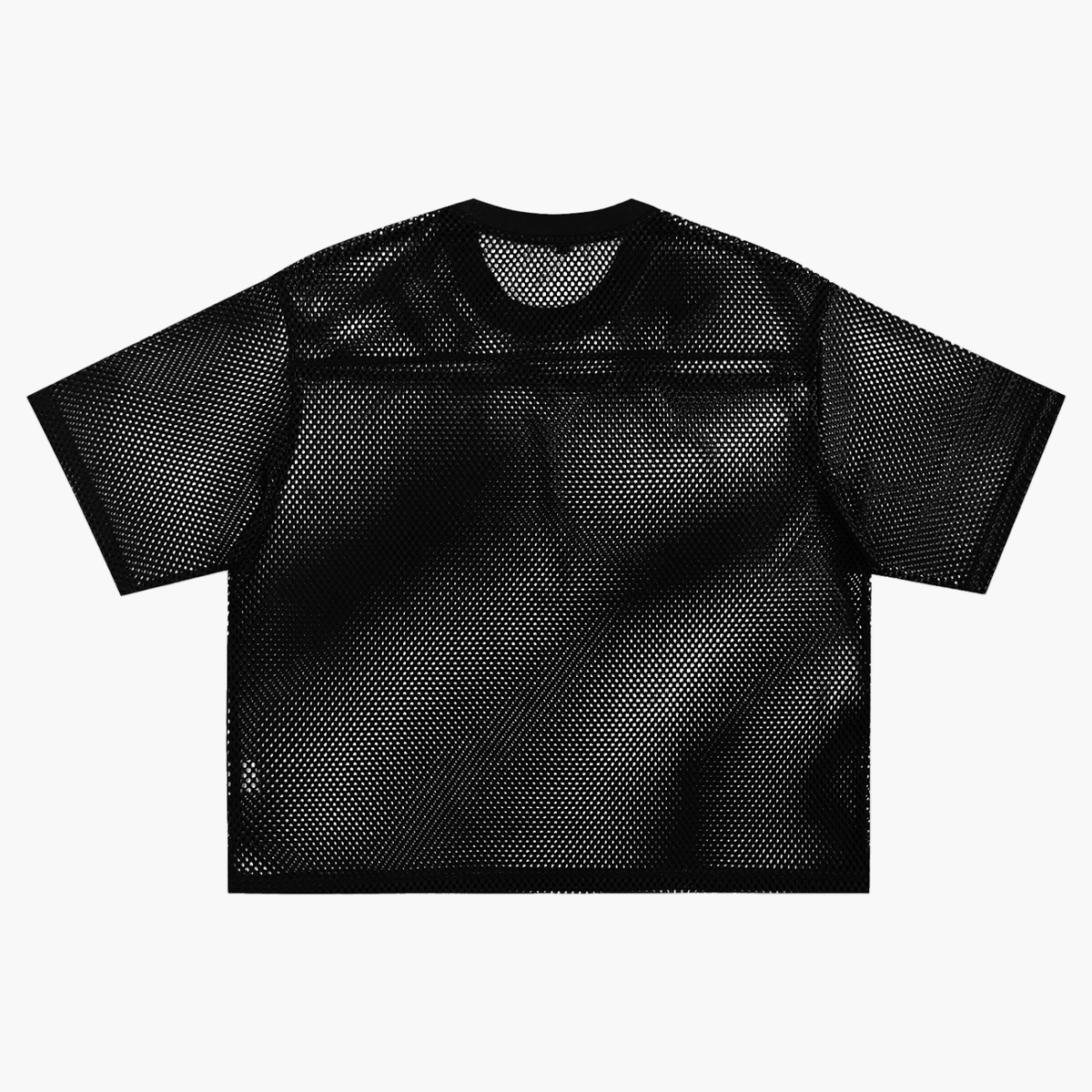 BlaQueer Orange on Black Mesh Work Block Art See-through Boxy Net T-Shirt