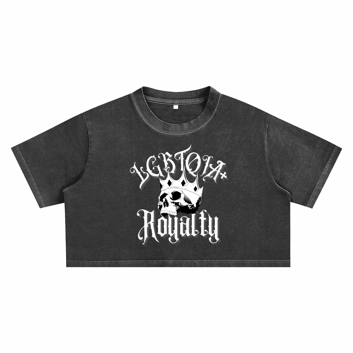 LGBTQIA+ Royalty Skull with a Crown Gothic Punk Design on Black Snow Washed Crop Top Snow Washed Crop Top