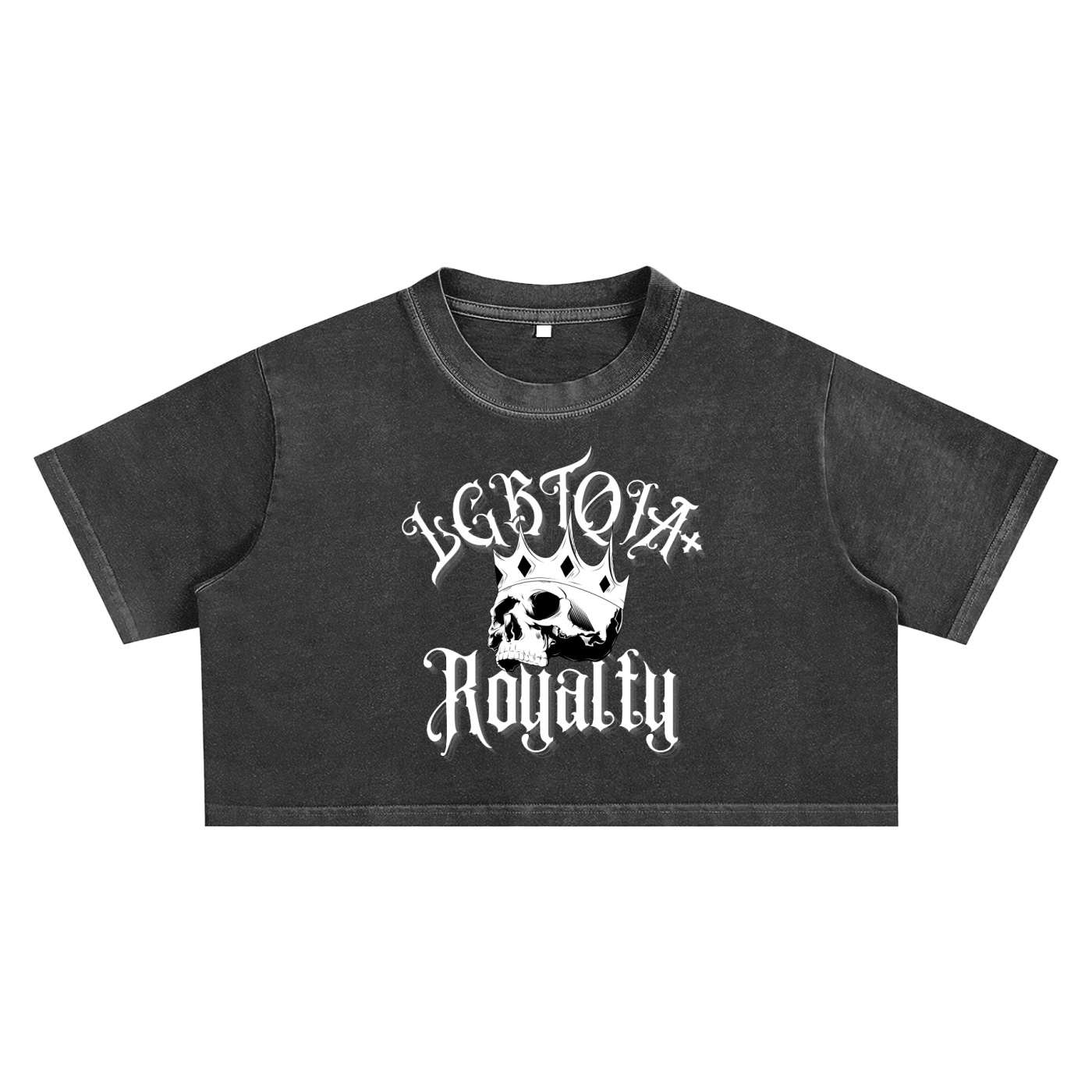 LGBTQIA+ Royalty Skull with a Crown Gothic Punk Design on Black Snow Washed Crop Top Snow Washed Crop Top