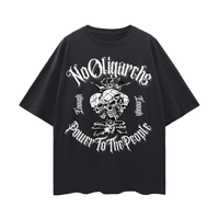 No Oligarchs Power to the People Protest T-Shirt Gothic Oversize Tee Oversize Deep Drop Shoulder Tee - 190 GSM