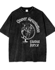 Queer Revolution Global Force Gothic Heart Graphic Tee Acid Wash Oversize Tee Acid Wash Oversize T-Shirt