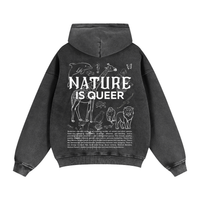 Nature is Queer Sketch Graphic Queer Pride Zip-Through Boxy Fleece Hoodie Zip-Through Boxy Hoodie