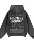 Nature is Queer Sketch Graphic Queer Pride Zip-Through Boxy Fleece Hoodie Zip-Through Boxy Hoodie
