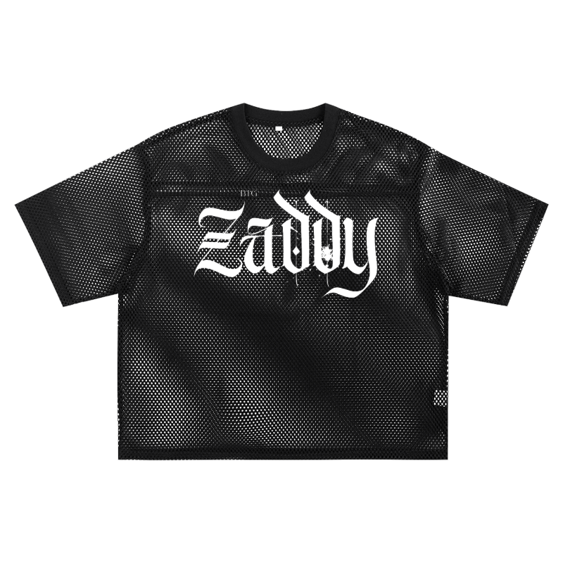 Big Zaddy Mesh Tee LGBTQ Pride Black See-through Boxy Net T-shirt See-through Boxy Net T-Shirt