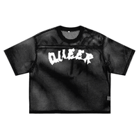 Queer Pride Punk Lettering LGBTQ+ Pride Black See-through Boxy Mesh T-Shirt
