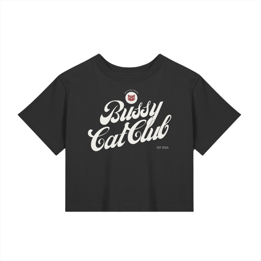 Bussy Cat Club Vintage Inspired Design Kitty Cat Baby Tee Seamless T-Shirt - 200 GSM