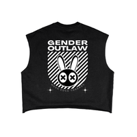 Gender Outlaw Mad Rabbit back of Black French Terry Boxy Tank Top