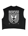 Gender Outlaw Mad Rabbit back of Black French Terry Boxy Tank Top