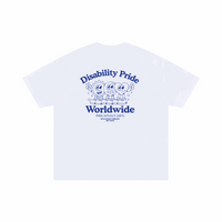 Disability Pride Worldwide Navy Blue on White Size Inclusive Oversize Tee Size Inclusive Oversize Tee