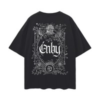 Enby Gothic Graphic Tee Design Non-Binary Pride on Black Oversize Deep Drop Shoulder Tee Oversize Deep Drop Shoulder Tee - 190 GSM
