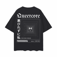 Unapologetically Queercore T-Shirt Punk Gothic Style back of Black Oversize Deep Drop Shoulder Tee Oversize Deep Drop Shoulder Tee - 190 GSM