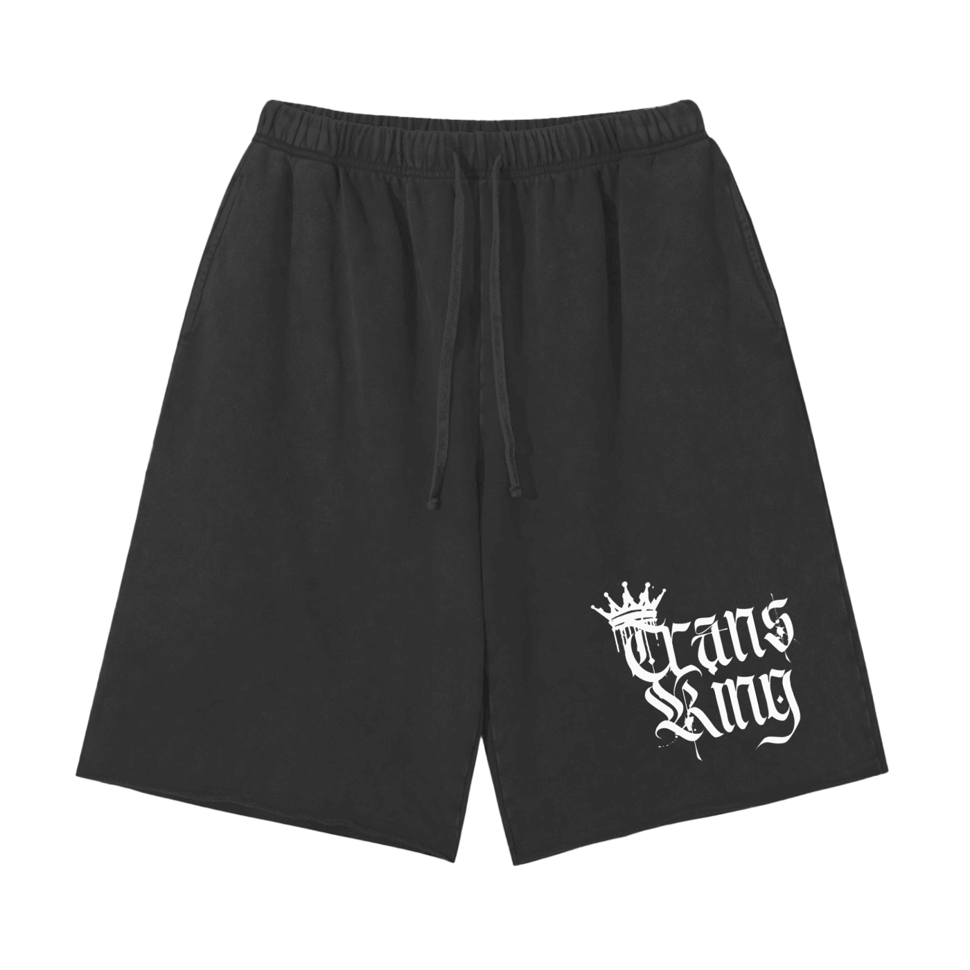 Trans King Gothic Font and Spray Paint Crown Scattered Edge Vintage Washed Shorts Vintage Wash Short Pants