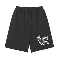 Trans King Gothic Font and Spray Paint Crown Scattered Edge Vintage Washed Shorts Vintage Wash Short Pants