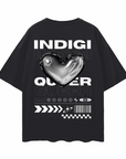 Indigiqueer Pride Chrome Heart Modern Streetwear Black Oversize Deep Drop Shoulder Tee