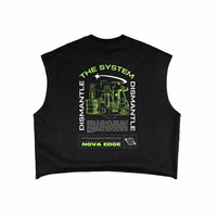 Dismantle the System Protest Tank Black French Terry Boxy Tank Top French Terry Boxy Tank Top