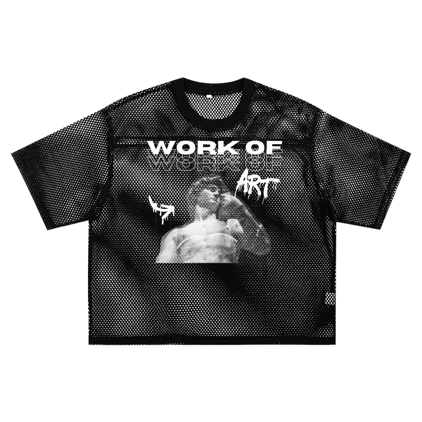 Work of Art Trans Pride Non Binary Pride Black Mesh Boxy T-Shirt