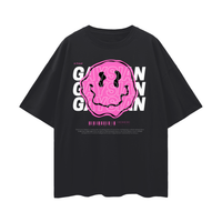 Gaysian & Proud Pink Smiley Face Graphic Tee Black Oversize Deep Drop Shoulder Tee Oversize Deep Drop Shoulder Tee - 190 GSM
