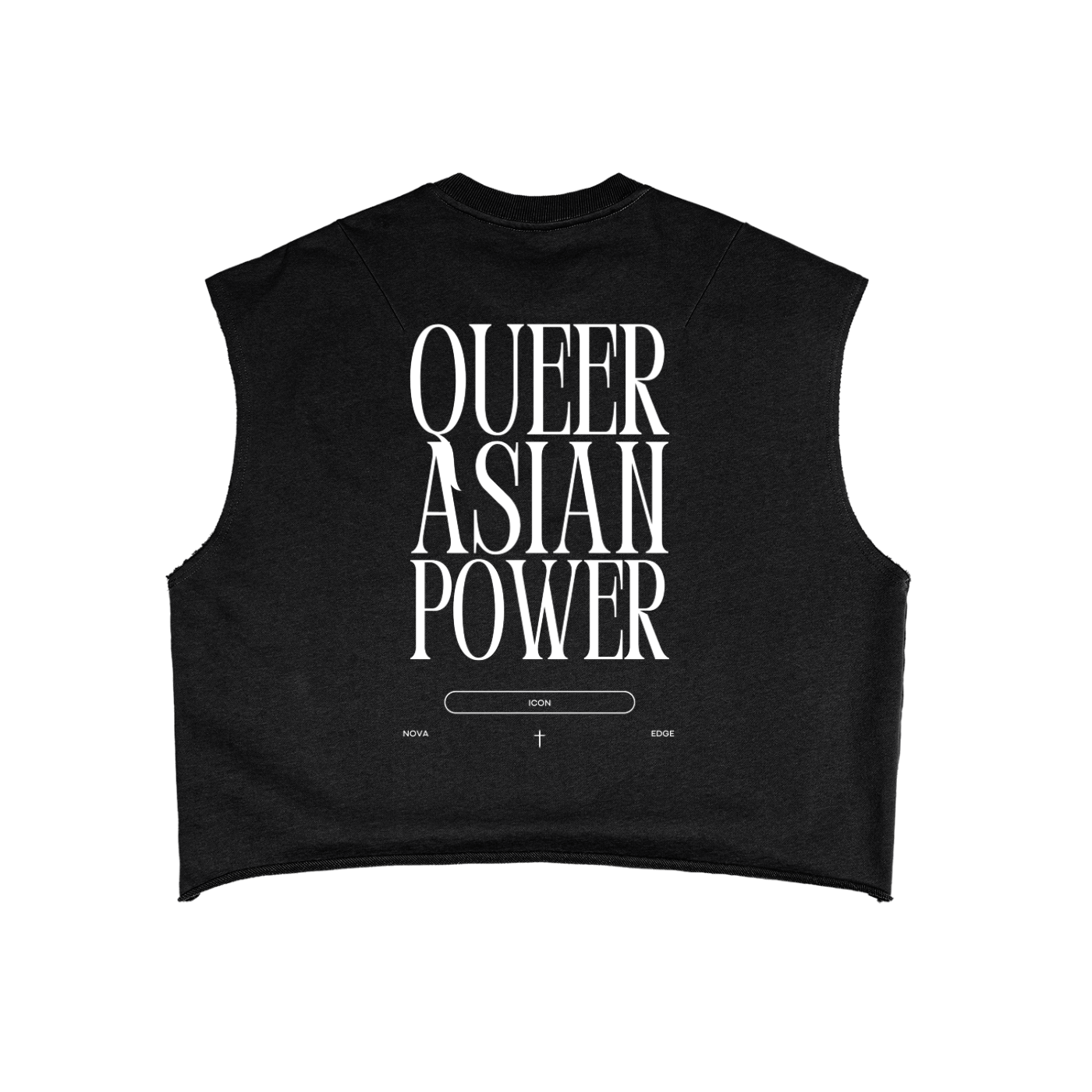 Queer Asian Power Minimal Design on Back of Black French Terry Boxy Tank Top French Terry Boxy Tank Top