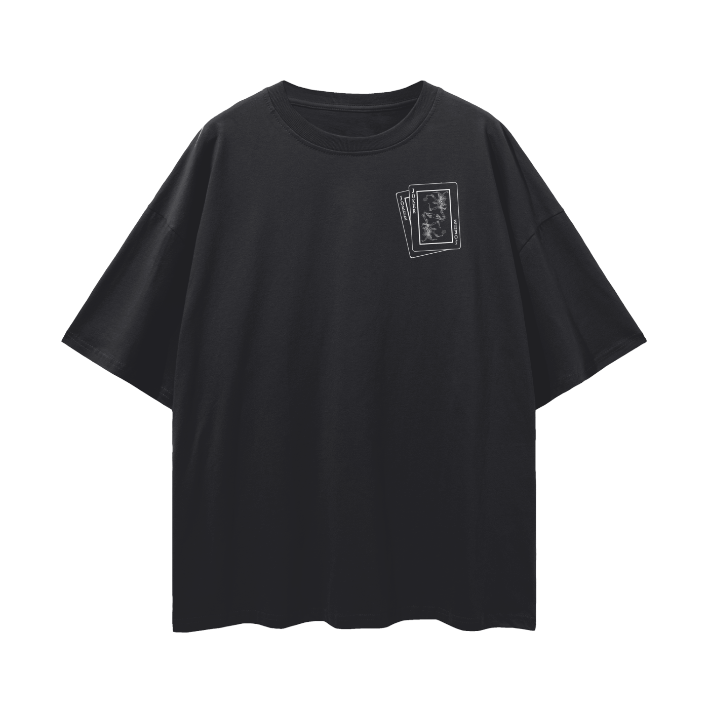 Joker Streetwear T-Shirt Wild Card Outsider Series Black Oversize Tee Oversize Deep Drop Shoulder Tee - 190 GSM