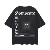 Unapologetically Homocore Graphic Tee Japanese Streetwear Inspired Black Oversize Deep Drop Shoulder Tee Oversize Deep Drop Shoulder Tee - 190 GSM