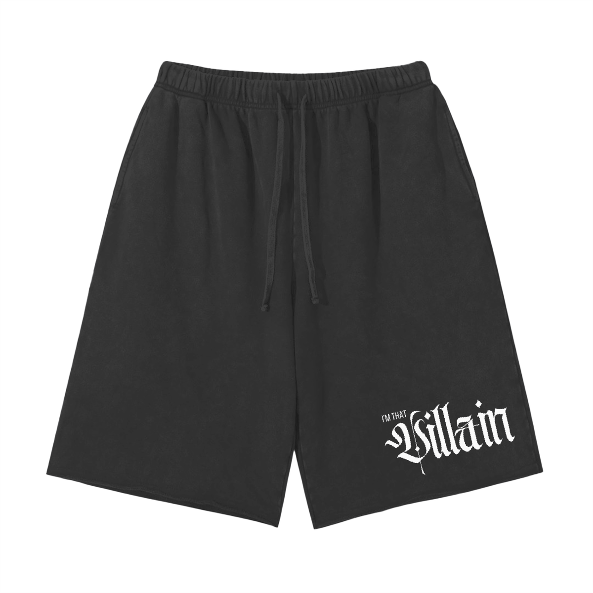 I'm That Villain Snow Washed Raw Hem Shorts Vintage Wash Short Pants