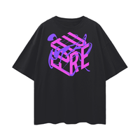 Pink and Purple Future is Fluid Graphic Tee Abstract Art LGBTQIA2S+ Pride Black Oversize Deep Drop Shoulder Tee Oversize Deep Drop Shoulder Tee - 190 GSM