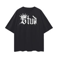 Stud Pride Shirt Spray Paint Crown Black Lesbian Pride on front of Black Oversize Deep Drop Shoulder Tee Oversize Deep Drop Shoulder Tee - 190 GSM
