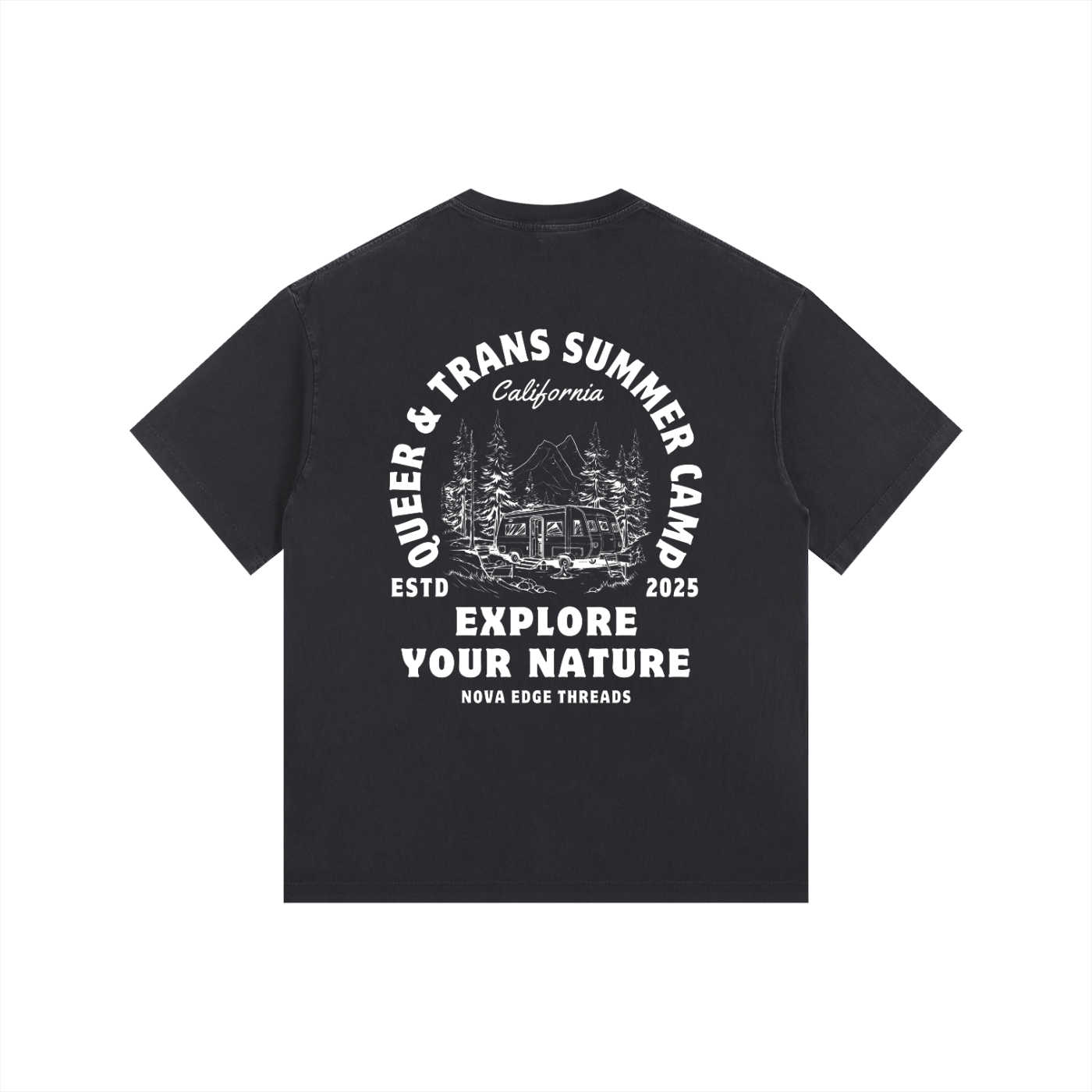 Queer & Trans Summer Camp Size Inclusive California Pride Vintage Washed Oversize Tee Vintage Wash Oversize Tee