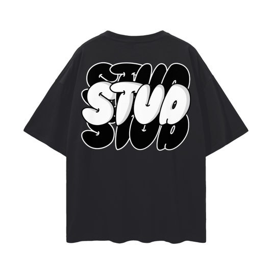 Stud Graphic Tee Intersectional Pride T-Shirt on Black Oversize Deep Drop Shoulder Tee - 190 GSM