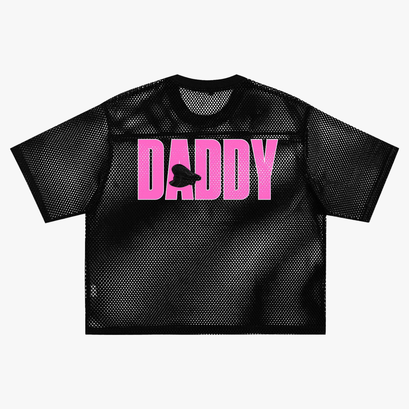 Daddy Dom Club Mesh Tee with Pink Leather Daddy Hat See-through Boxy Net T-shirt See-through Boxy Net T-Shirt