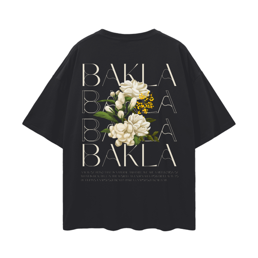 Bakla Filipino Pride T-shirt Vintage Flowers Graphic on back of Black Oversize Deep Drop Shoulder Tee - 190 GSM