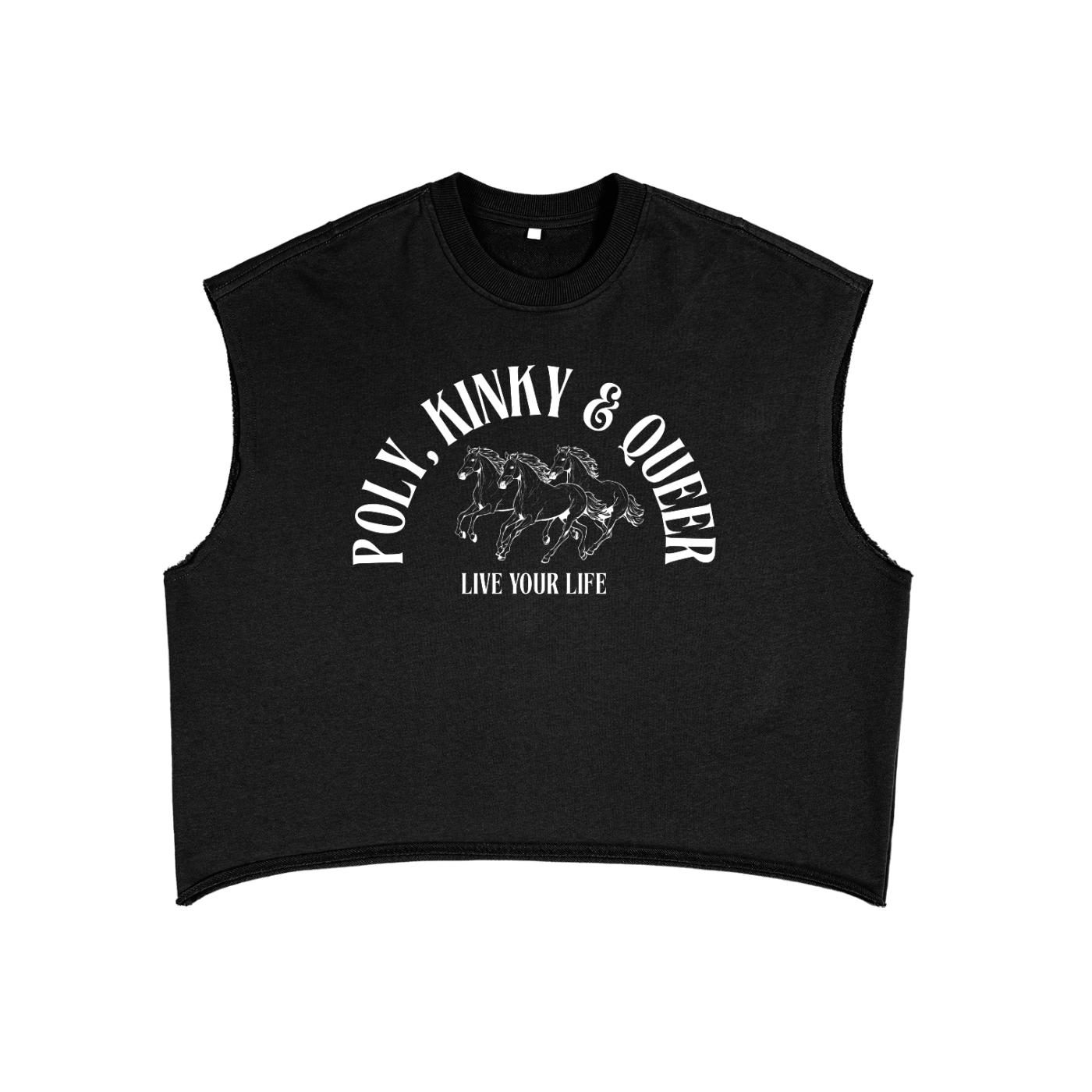 Poly Kinky and Queer Pride Live your Life Black French Terry Boxy Tank Top French Terry Boxy Tank Top