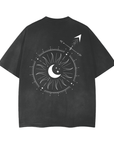 Trans v3 Gender Symbol Graphic Tee on Black Gray Vintage Wash Frayed T-Shirt - 260 GSM