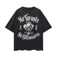 No Tyrants No Billionaires Power to the People Oversized Protest T-Shirt Oversize Deep Drop Shoulder Tee - 190 GSM
