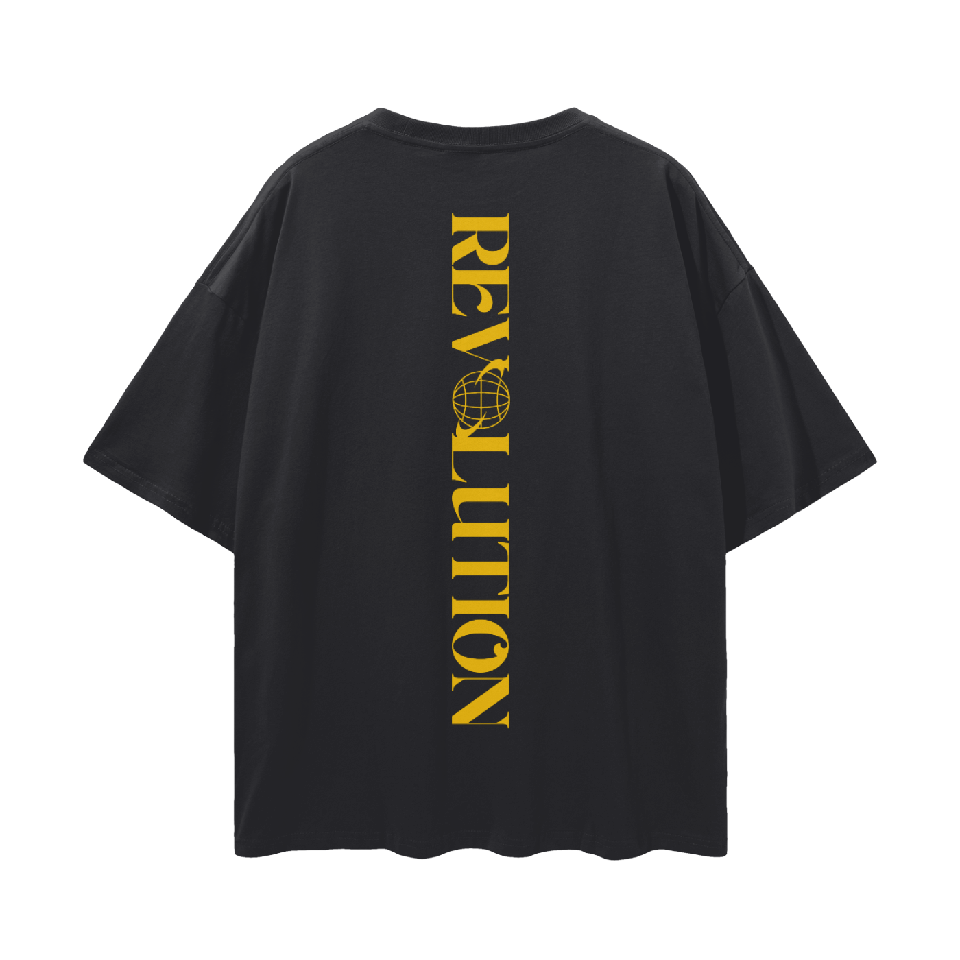 Revolution Black & Yellow Spine Graphic Tee Global Oversize Tee Oversize Deep Drop Shoulder Tee - 190 GSM