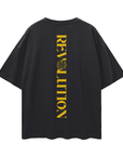 Revolution Black & Yellow Spine Graphic Tee Global Oversize Tee Oversize Deep Drop Shoulder Tee - 190 GSM