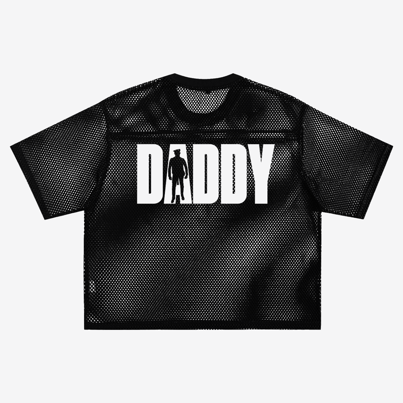 Leather Daddy Dom Club LGBTQIA+ Pride Black Mesh See-through Boxy T-Shirt See-through Boxy Net T-Shirt