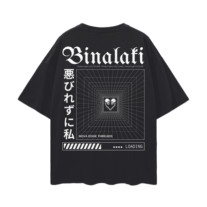 Camiseta negra de hombros caídos y gran tamaño con la identidad masculina interseccional del orgullo queer filipino Binalaki sin complejos - 190 g/m²